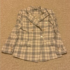 Plaid Double-Breasted Women's Blazer